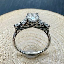 Load image into Gallery viewer, Platinum 1ct Oval Lab-Grown Diamond Ring With Diamond Petal Shoulders
