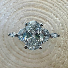 Load image into Gallery viewer, Platinum 1ct Oval Lab-Grown Diamond Ring With Diamond Petal Shoulders
