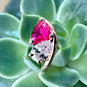 18ct Gold Mozambique Ruby & Pear Shaped Diamond Ring