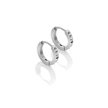Load image into Gallery viewer, Ava &amp; Sky Stainless Faceted Huggie Earrings

