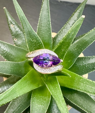 Load image into Gallery viewer, Preloved 9ct Yellow Gold Amethyst &amp; Diamond Ring
