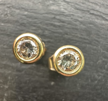 Load image into Gallery viewer, Preloved 14ct Yellow Gold Diamond Studs 0.72ct
