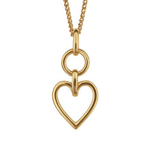 Load image into Gallery viewer, Sterling Silver Open Heart Drop Pendant and Chain with Yellow Gold Plating
