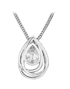 Silver Silver CZ Teardrop Pendant