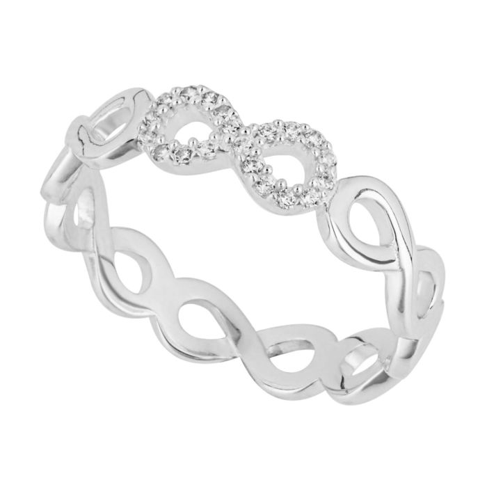 Sterling Silver Infinity Eternity Ring with CZ Stones