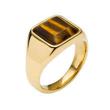 Load image into Gallery viewer, Steel Signet Ring With Tigers Eye
