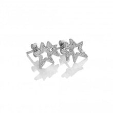Load image into Gallery viewer, Sterling Silver Shimmer Star Stud Earrings
