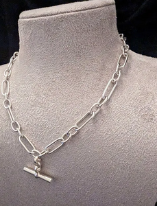 Sterling Silver Heavy Weight Polished T-Bar Necklace Chris Lewis