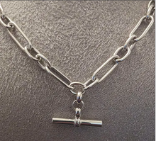 Load image into Gallery viewer, Sterling Silver Heavy Weight Polished T-Bar Necklace Chris Lewis
