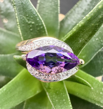Load image into Gallery viewer, Preloved 9ct Yellow Gold Amethyst &amp; Diamond Ring

