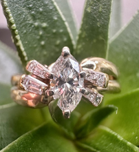 Load image into Gallery viewer, Preloved 14ct Yellow Gold Marquise &amp; Baguette Cut Diamond Ring
