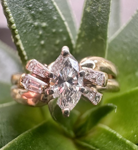 Preloved 14ct Yellow Gold Marquise & Baguette Cut Diamond Ring