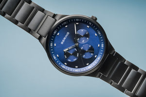 Gents Bering Brushed Black Steel Watch, Sapphire Crystal Glass