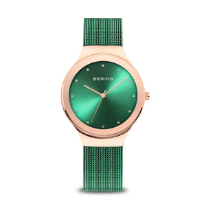 Bering Ladies Classic Rose Gold Watch With Emerald Green 12934-868