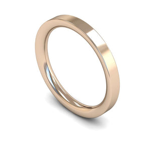 2mm Flat Court Wedding Ring, White Gold, Yellow Gold, Rose Gold, Platinum