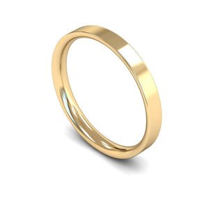 2mm Flat Court Wedding Ring, White Gold, Yellow Gold, Rose Gold, Platinum