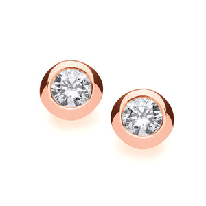 Rose Gold and Silver Open Backed CZ Solitaire Earrings