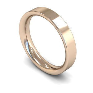 4mm Flat Court Wedding Ring, White Gold, Yellow Gold, Rose Gold, Platinum