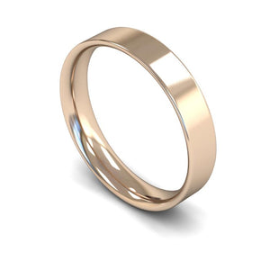 4mm Flat Court Wedding Ring, Silver, White Gold, Yellow Gold, Rose Gold, Platinum