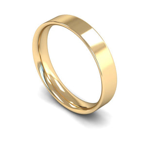 4mm Flat Court Wedding Ring, Silver, White Gold, Yellow Gold, Rose Gold, Platinum