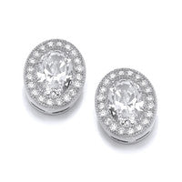 Sterling Silver Oval Elegance Stud Earrings