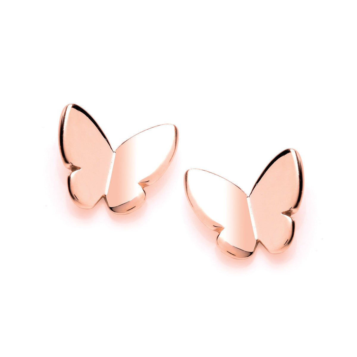 Sterling Silver Rose Gold Plated Butterfly Stud Earrings