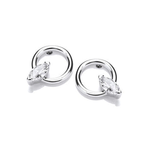 Silver & Cubic Zirconia Marquis Hoopla Earrings