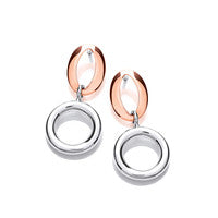 Sterling Silver & Copper Ovals Earrings