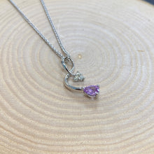 Load image into Gallery viewer, 9ct White Gold Pink Sapphire &amp; Diamond Pendant &amp; Chain
