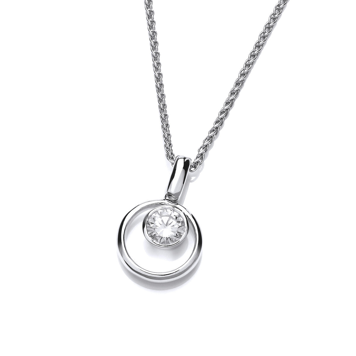 Silver Ring and Cubic Zirconia Solitaire Pendant with Chain
