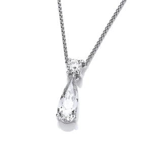 Sterling Silver and CZ Beauty Drop Pendant and Chain