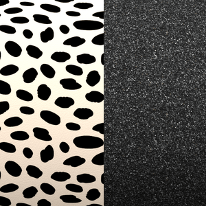 Les Georgettes White Cheetah / Black Glitter Leather Insert - 25mm Bangle