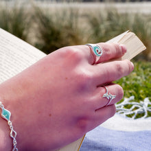 Load image into Gallery viewer, Sterling Silver Ocean Wave Turquoise Ring
