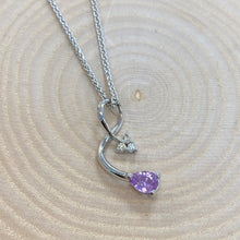 Load image into Gallery viewer, 9ct White Gold Pink Sapphire &amp; Diamond Pendant &amp; Chain
