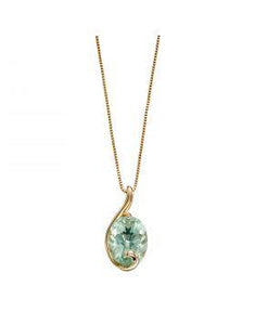 9ct Yellow Gold Green Fluorite Pendant and Chain