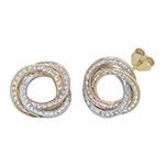 9ct Three Coloured Gold Cz Stud Earrings