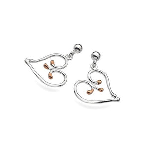 Sterling Silver Heart Drops with Rose Gold Centre