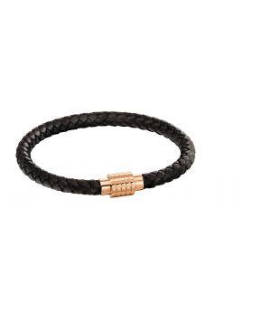 Fred Bennett Black Leather Plait Bracelet