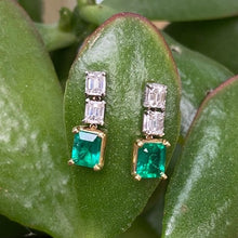 Load image into Gallery viewer, 18ct Emerald &amp; Diamond Earrings
