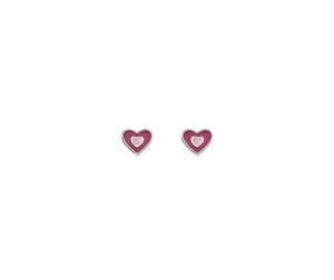 Children's Sterling Silver Pink Enamel Stud Earrings