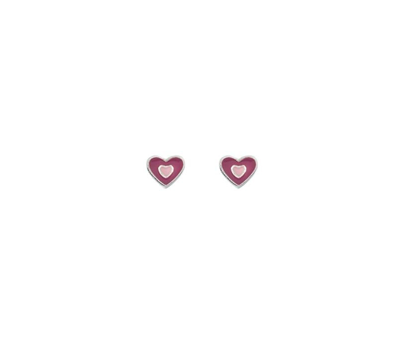 Children's Sterling Silver Pink Enamel Stud Earrings