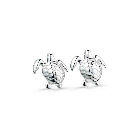 Sterling Silver Textured Turtle Studs