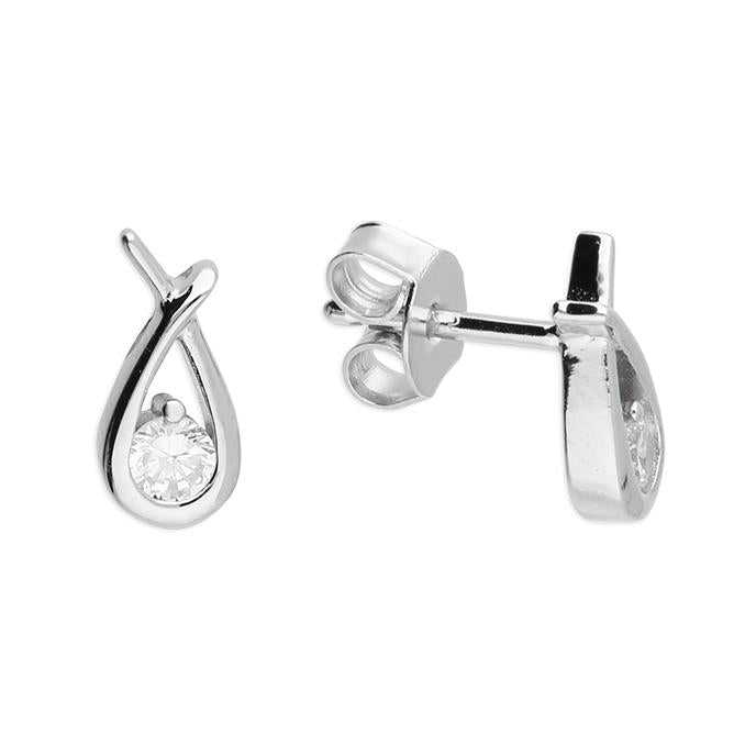 Sterling Silver Cubic Zirconia Love Knot Studs