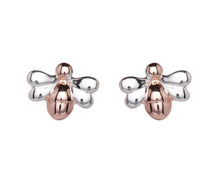 Load image into Gallery viewer, Sterling Silver Bee Studs with Rose Gold Plating
