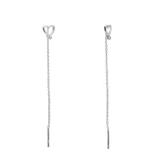 Load image into Gallery viewer, Sterling Silver CZ Heart Pull Through Earrings
