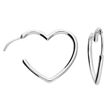 Load image into Gallery viewer, Sterling Silver Open Heart Hoop Earrings
