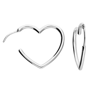 Sterling Silver Open Heart Hoop Earrings