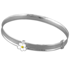 Sterling Silver Daisy Christening Bangle