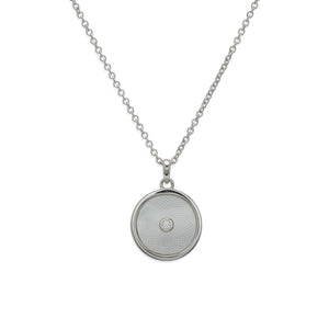 Sterling Silver Mother of Pearl and CZ Pendant and Chain