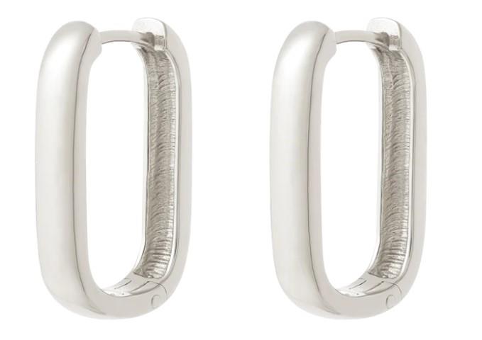 Sterling Silver Oval Huggie Hoops